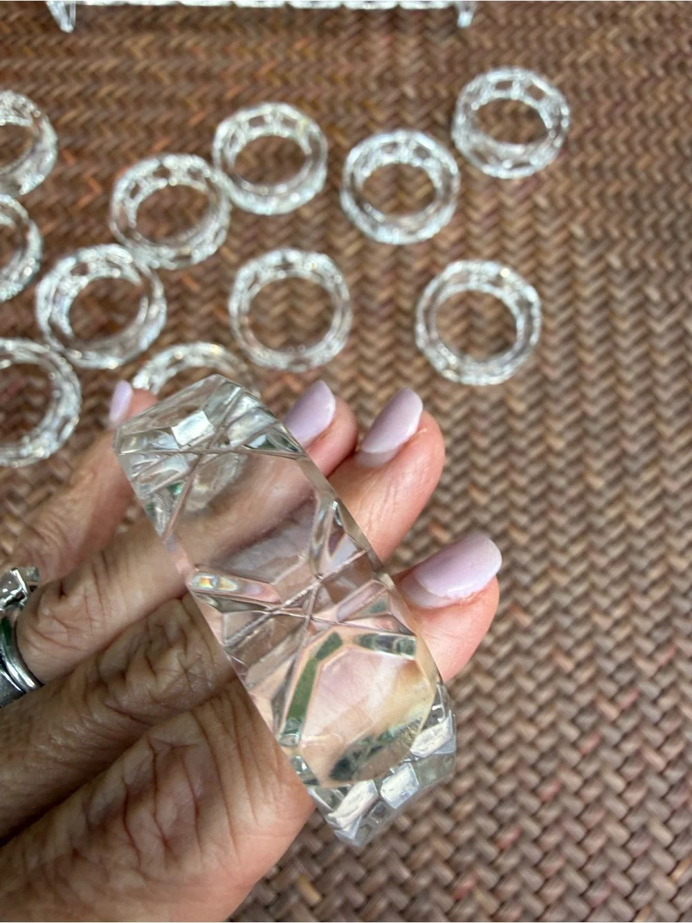 Vintage Cut Crystal Napkin Rings Set‎ of 12 with Matching Holder Stunning